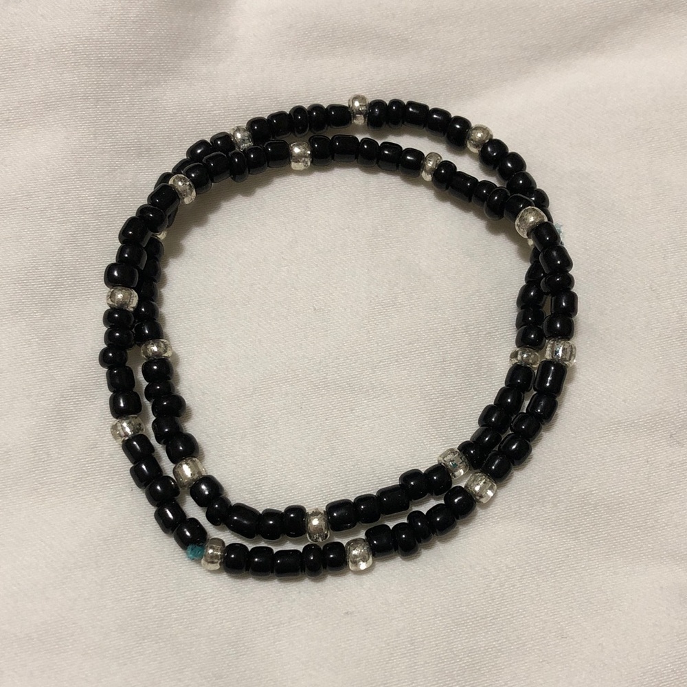Elegant Black and Silver Handmade Beaded Bracelets